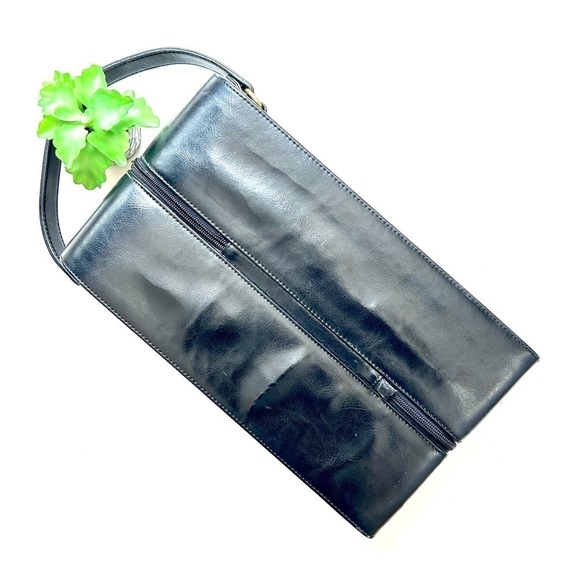 Black Leather Wine Bottle Case Bag Zippered Double Two Bottle Holder Padded - Picture 6 of 9